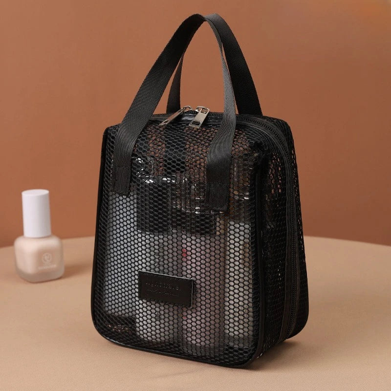 Foldable Mesh Travel Organizer Bag – Large Drawstring Cosmetic & Storage Bag