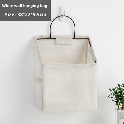 Multi-Pocket Cotton Linen Hanging Pouch – Storage Organizer for Dormitory & Bedroom