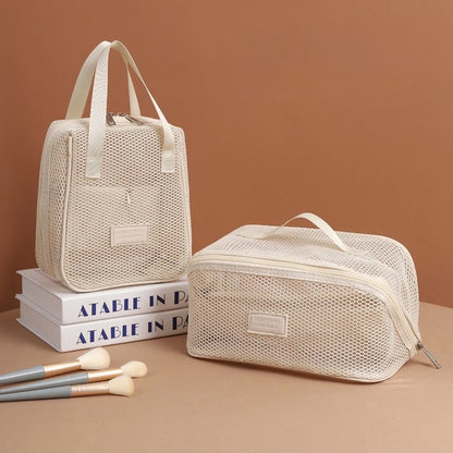 Foldable Mesh Travel Organizer Bag – Large Drawstring Cosmetic & Storage Bag