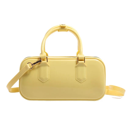 GlossyGlow Solid Color Jelly Hobos Bag – Casual Cute Waterproof Crossbody Satchel