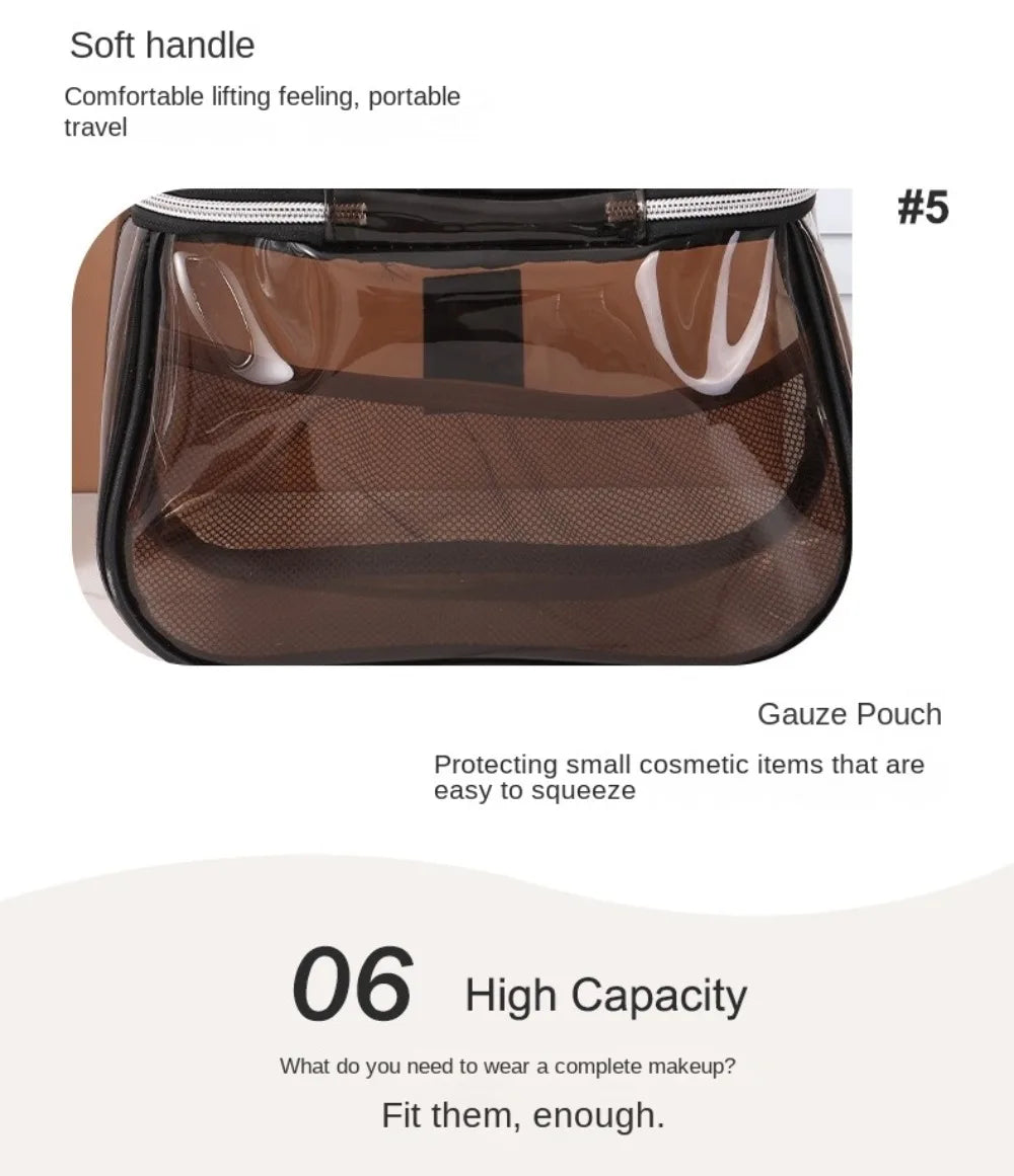 Clear Large PVC Cosmetic Bag – Waterproof Handheld Makeup & Toiletry Organizer