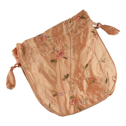 FloraCharm Embroidered Drawstring Cosmetic & Jewelry Bag – Small Hanfu Style Handbagg