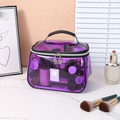 Clear Large PVC Cosmetic Bag – Waterproof Handheld Makeup & Toiletry Organizer