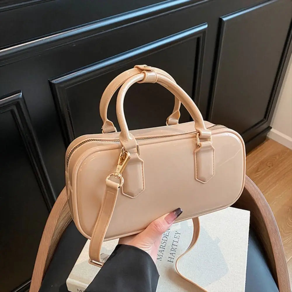GlossyGlow Solid Color Jelly Hobos Bag – Casual Cute Waterproof Crossbody Satchel
