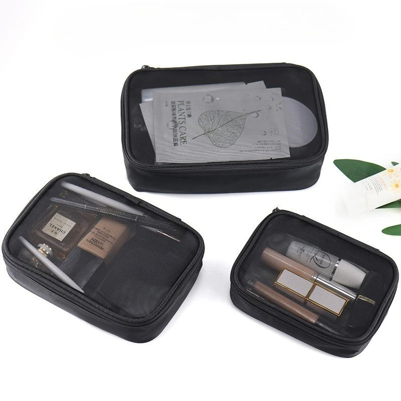 Transparent Travel Cosmetic Bag Set – Zipper Makeup & Toiletry Organizer (1/3pcs)