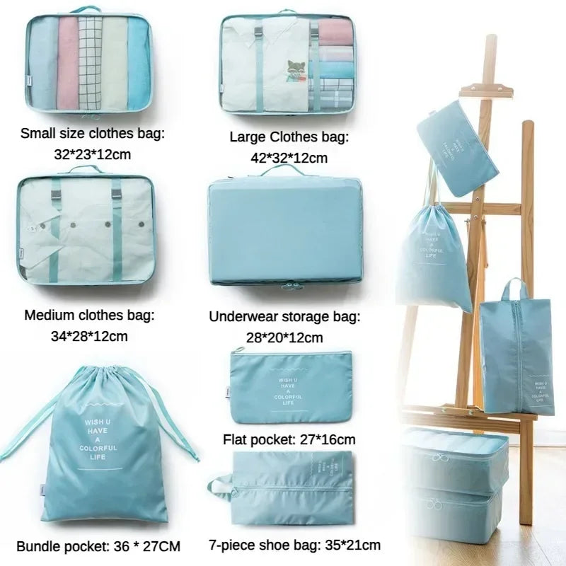 7-Piece Travel Organizer Set – Clothes, Shoes, Blanket, Packing Cubes, Suitcase Pouches