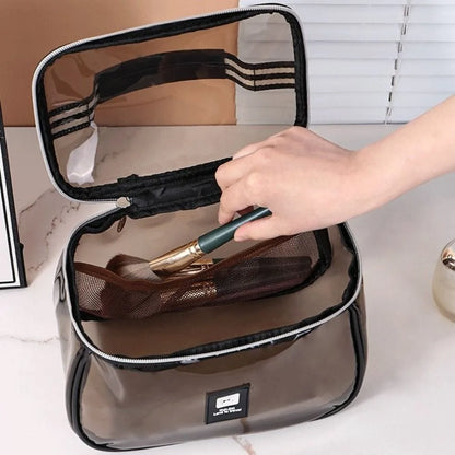 Clear Large PVC Cosmetic Bag – Waterproof Handheld Makeup & Toiletry Organizer