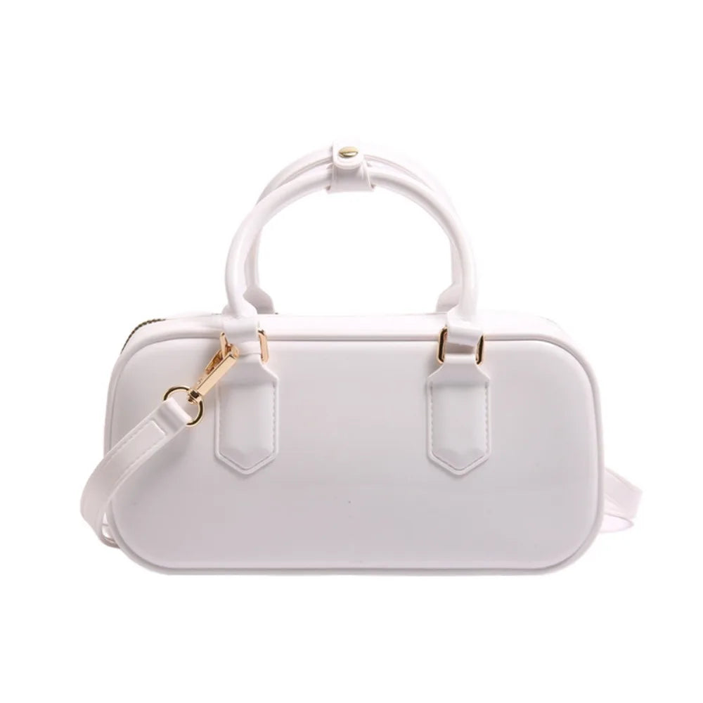 GlossyGlow Solid Color Jelly Hobos Bag – Casual Cute Waterproof Crossbody Satchel