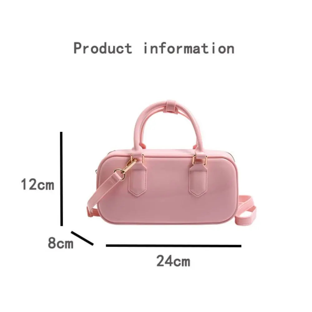 GlossyGlow Solid Color Jelly Hobos Bag – Casual Cute Waterproof Crossbody Satchel