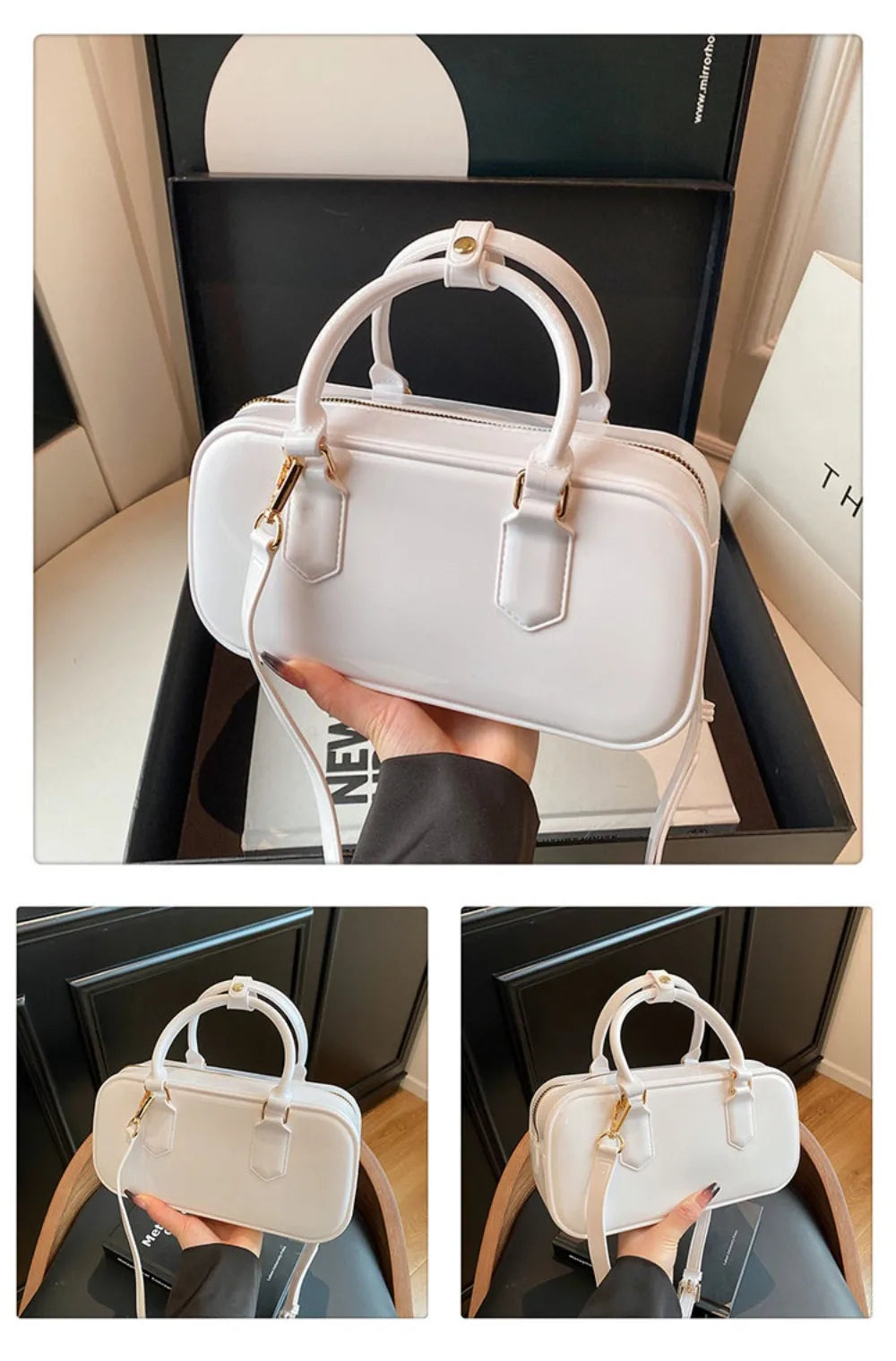 GlossyGlow Solid Color Jelly Hobos Bag – Casual Cute Waterproof Crossbody Satchel