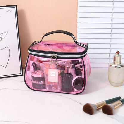 Clear Large PVC Cosmetic Bag – Waterproof Handheld Makeup & Toiletry Organizer