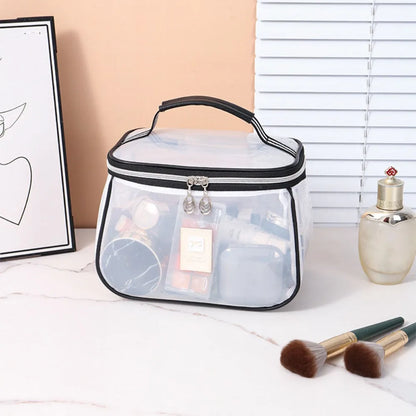 Clear Large PVC Cosmetic Bag – Waterproof Handheld Makeup & Toiletry Organizer