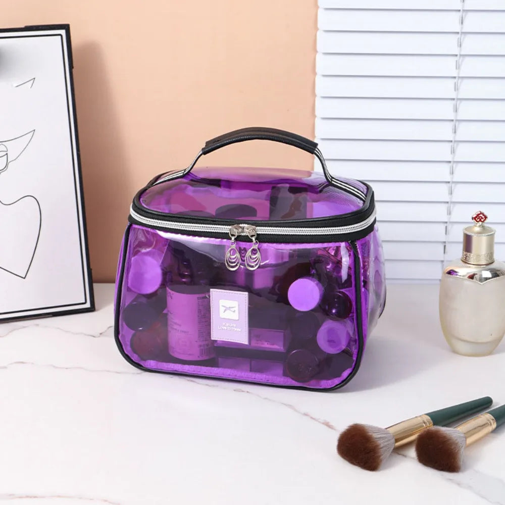 Clear Large PVC Cosmetic Bag – Waterproof Handheld Makeup & Toiletry Organizer