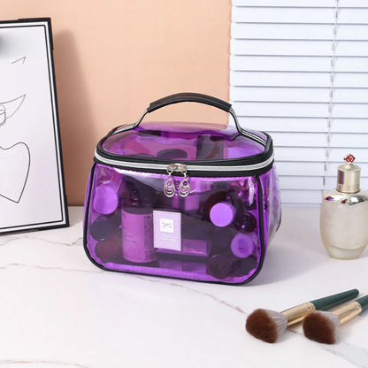 Clear Large PVC Cosmetic Bag – Waterproof Handheld Makeup & Toiletry Organizer