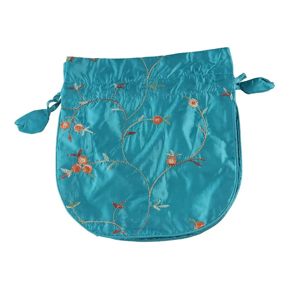 FloraCharm Embroidered Drawstring Cosmetic & Jewelry Bag – Small Hanfu Style Handbagg