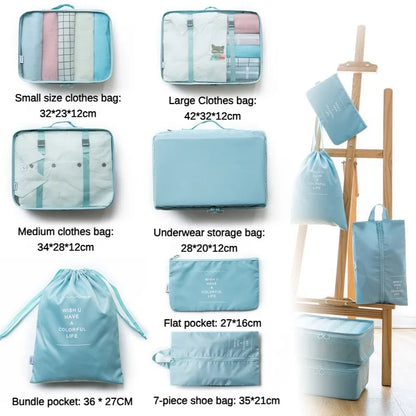 7-Piece Travel Organizer Set – Clothes, Shoes, Blanket, Packing Cubes, Suitcase Pouches