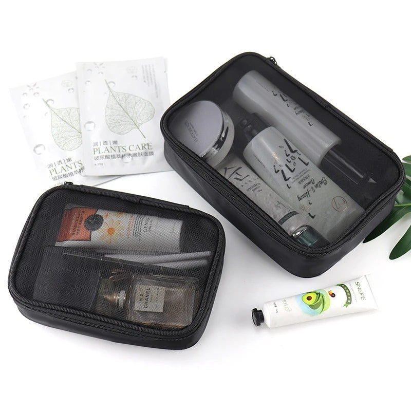 Transparent Travel Cosmetic Bag Set – Zipper Makeup & Toiletry Organizer (1/3pcs)