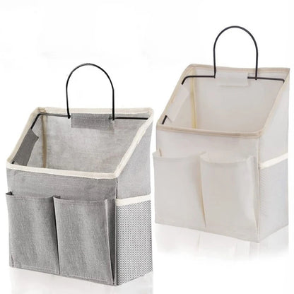 Multi-Pocket Cotton Linen Hanging Pouch – Storage Organizer for Dormitory & Bedroom