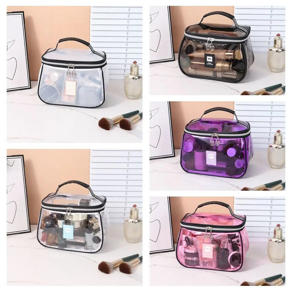 Clear Large PVC Cosmetic Bag – Waterproof Handheld Makeup & Toiletry Organizer