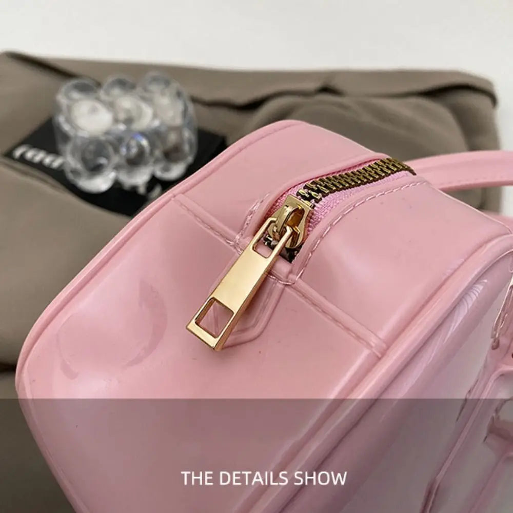 GlossyGlow Solid Color Jelly Hobos Bag – Casual Cute Waterproof Crossbody Satchel