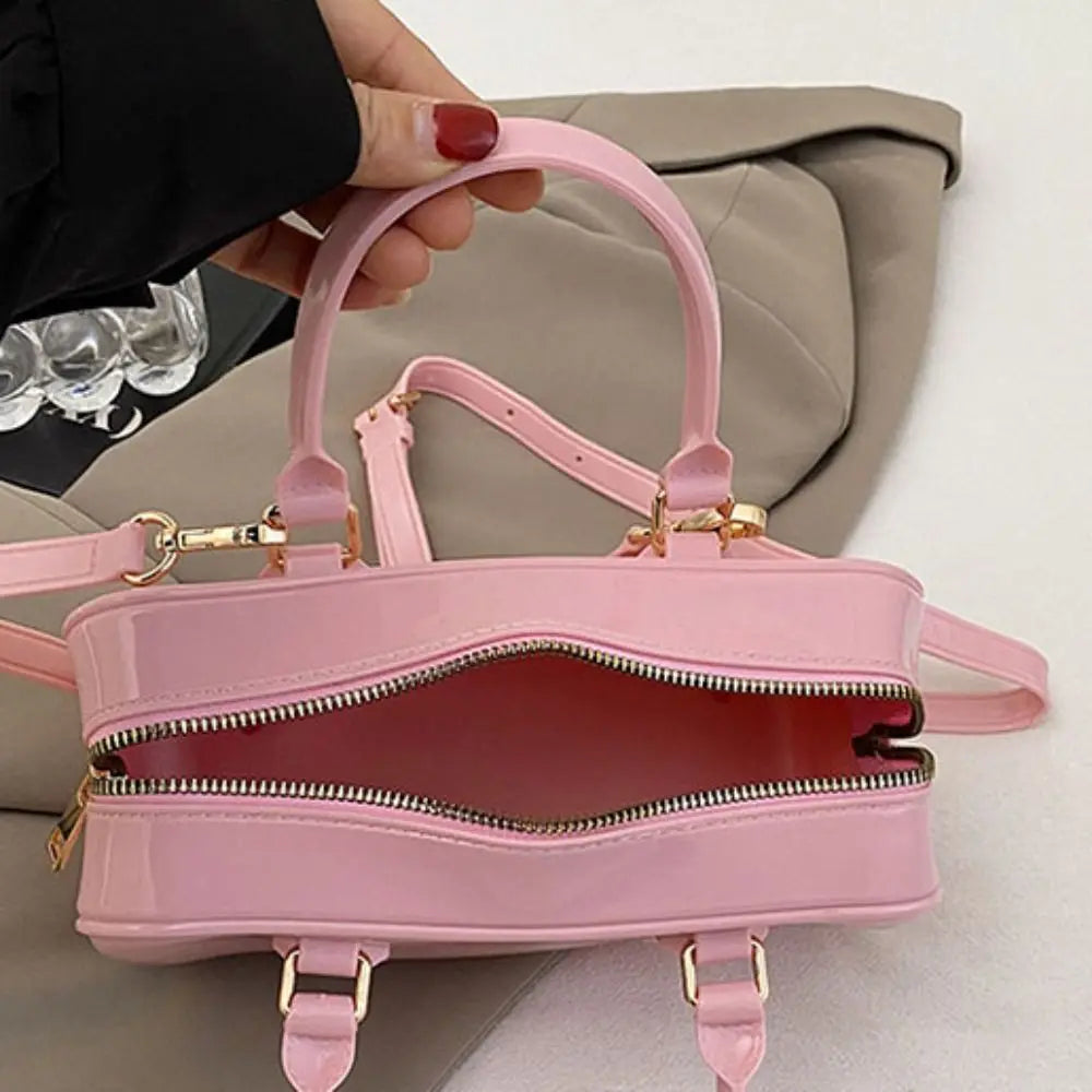GlossyGlow Solid Color Jelly Hobos Bag – Casual Cute Waterproof Crossbody Satchel