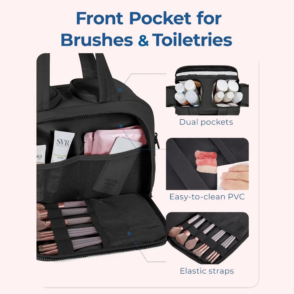 PuffEase Multi-Pouch Travel Cosmetic Bag – Multifunctional Makeup & Toiletry Organizer