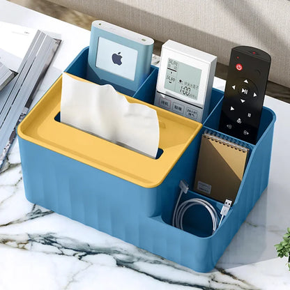 TidyMate Multifunctional Desktop Tissue & Remote Organizer – Living Room, Dining Table & Coffee Table Storage Box
