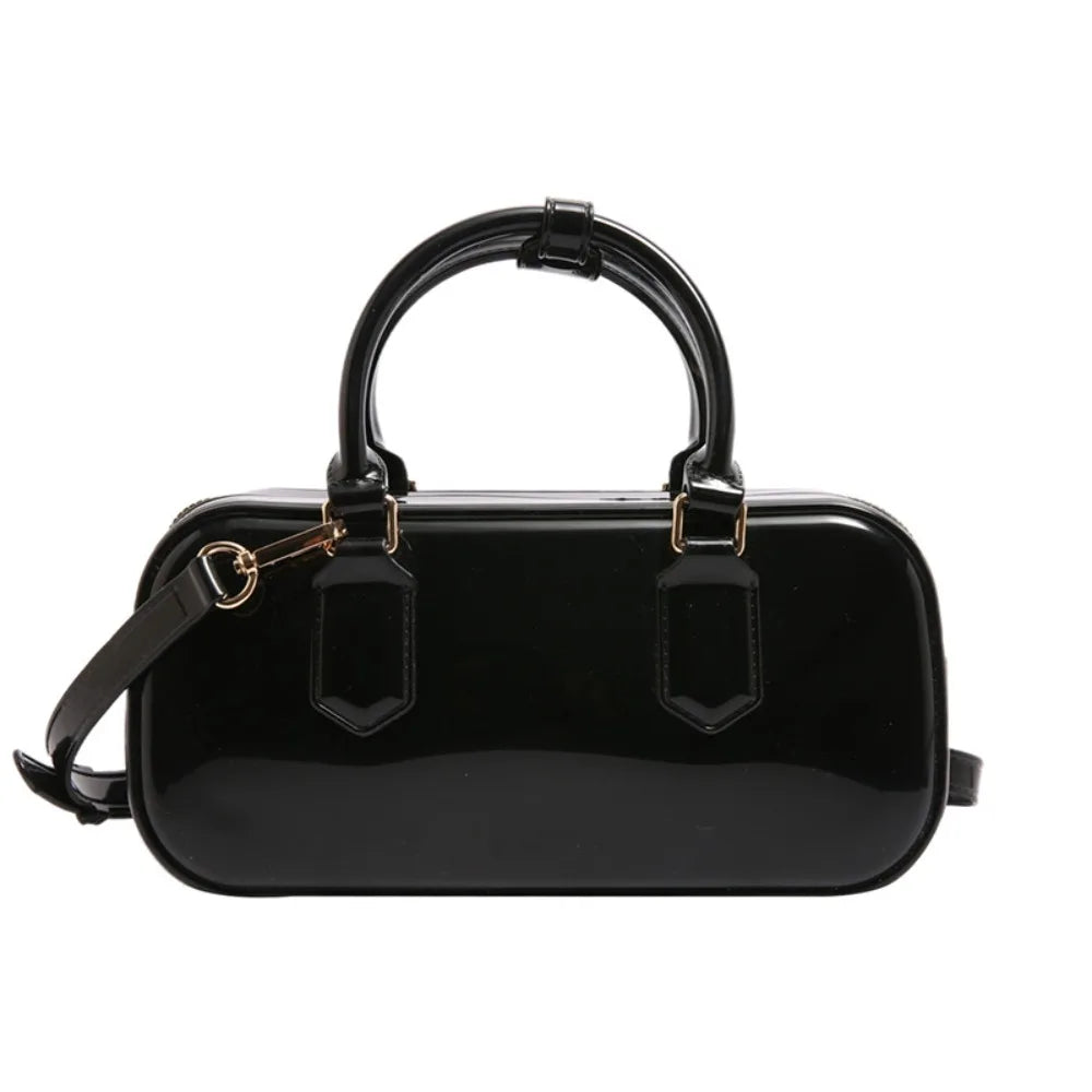 GlossyGlow Solid Color Jelly Hobos Bag – Casual Cute Waterproof Crossbody Satchel