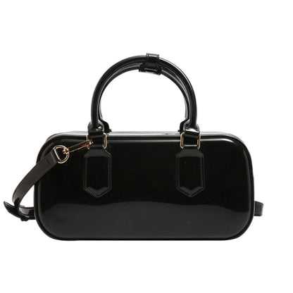 GlossyGlow Solid Color Jelly Hobos Bag – Casual Cute Waterproof Crossbody Satchel