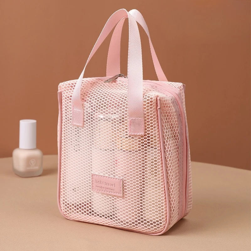 Foldable Mesh Travel Organizer Bag – Large Drawstring Cosmetic & Storage Bag