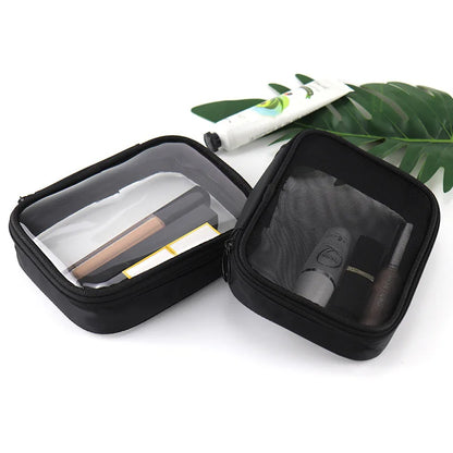 Transparent Travel Cosmetic Bag Set – Zipper Makeup & Toiletry Organizer (1/3pcs)