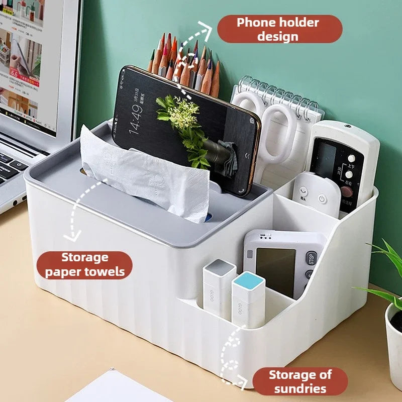 TidyMate Multifunctional Desktop Tissue & Remote Organizer – Living Room, Dining Table & Coffee Table Storage Box