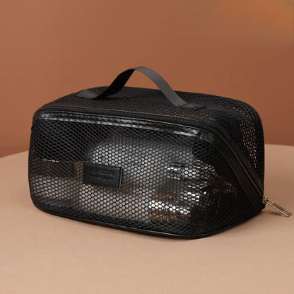 Foldable Mesh Travel Organizer Bag – Large Drawstring Cosmetic & Storage Bag