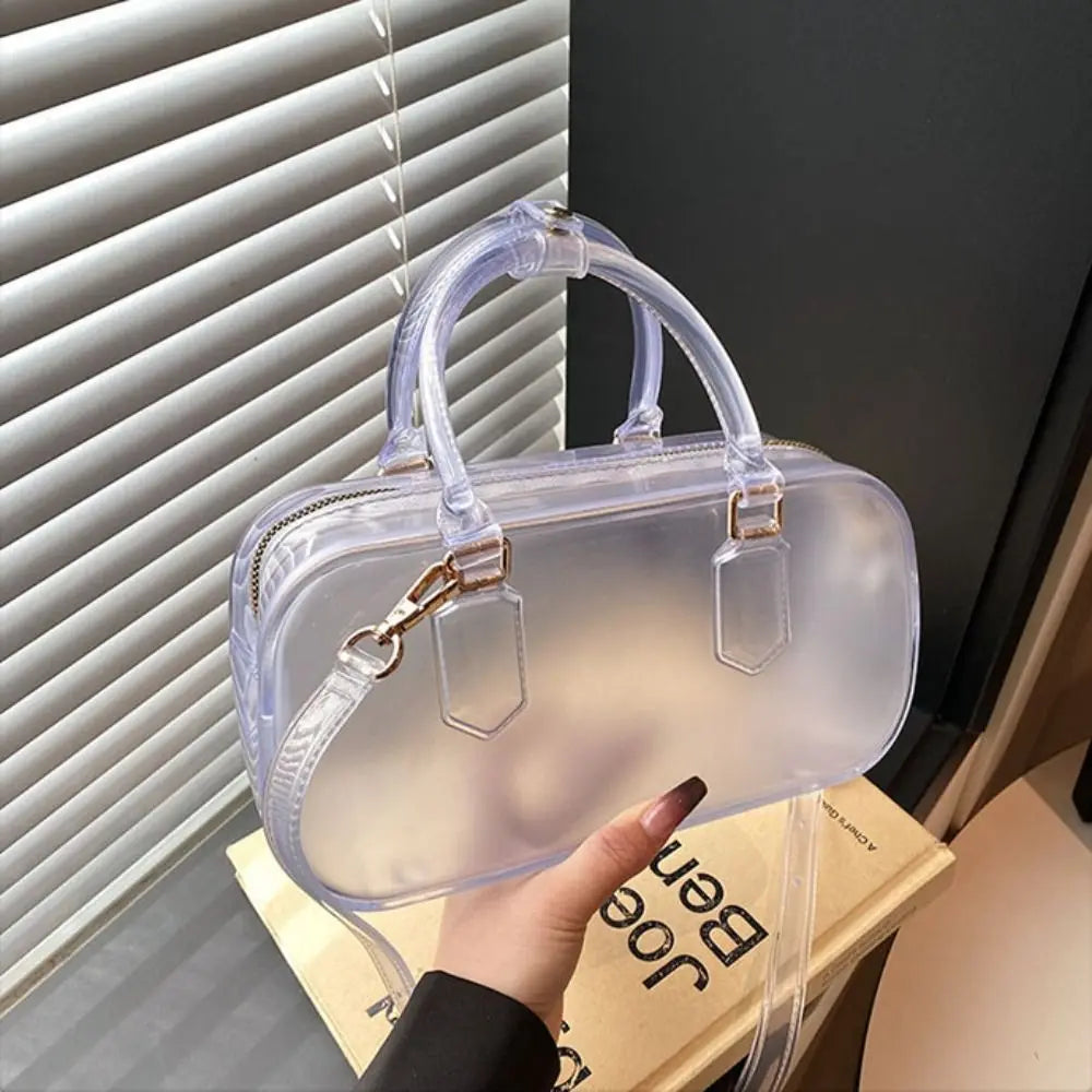 GlossyGlow Solid Color Jelly Hobos Bag – Casual Cute Waterproof Crossbody Satchel