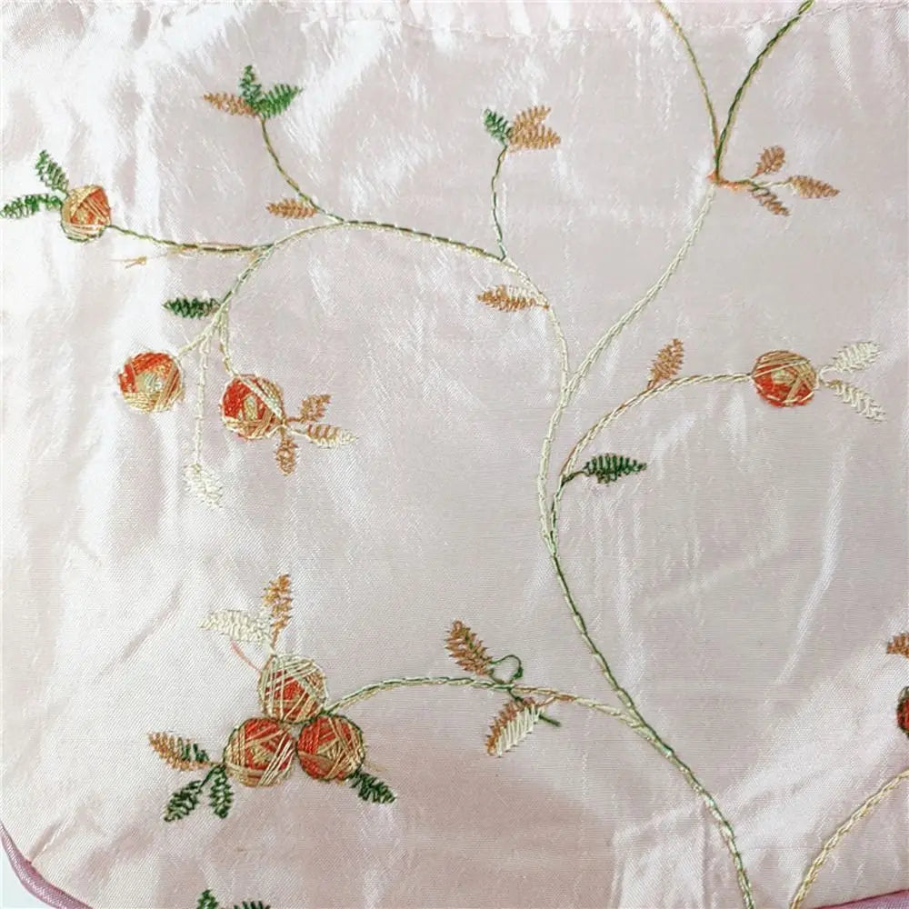 FloraCharm Embroidered Drawstring Cosmetic & Jewelry Bag – Small Hanfu Style Handbagg
