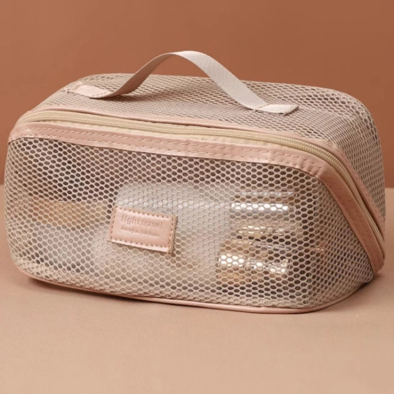 Foldable Mesh Travel Organizer Bag – Large Drawstring Cosmetic & Storage Bag
