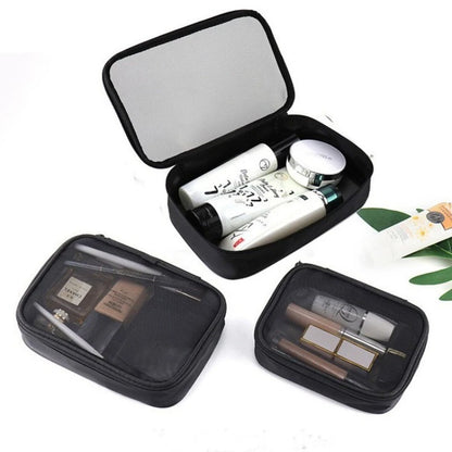 Transparent Travel Cosmetic Bag Set – Zipper Makeup & Toiletry Organizer (1/3pcs)