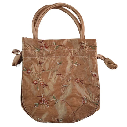 FloraCharm Embroidered Drawstring Cosmetic & Jewelry Bag – Small Hanfu Style Handbagg