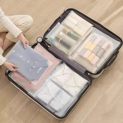 10PCS Transparent Frosted Travel Storage Bags – Waterproof Organizer