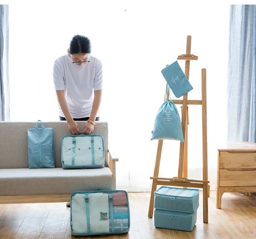 7-Piece Travel Organizer Set – Clothes, Shoes, Blanket, Packing Cubes, Suitcase Pouches