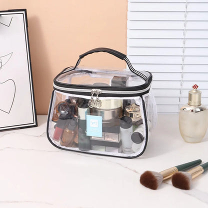 Clear Large PVC Cosmetic Bag – Waterproof Handheld Makeup & Toiletry Organizer