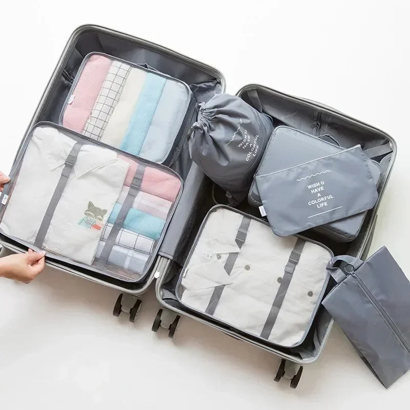7-Piece Travel Organizer Set – Clothes, Shoes, Blanket, Packing Cubes, Suitcase Pouches