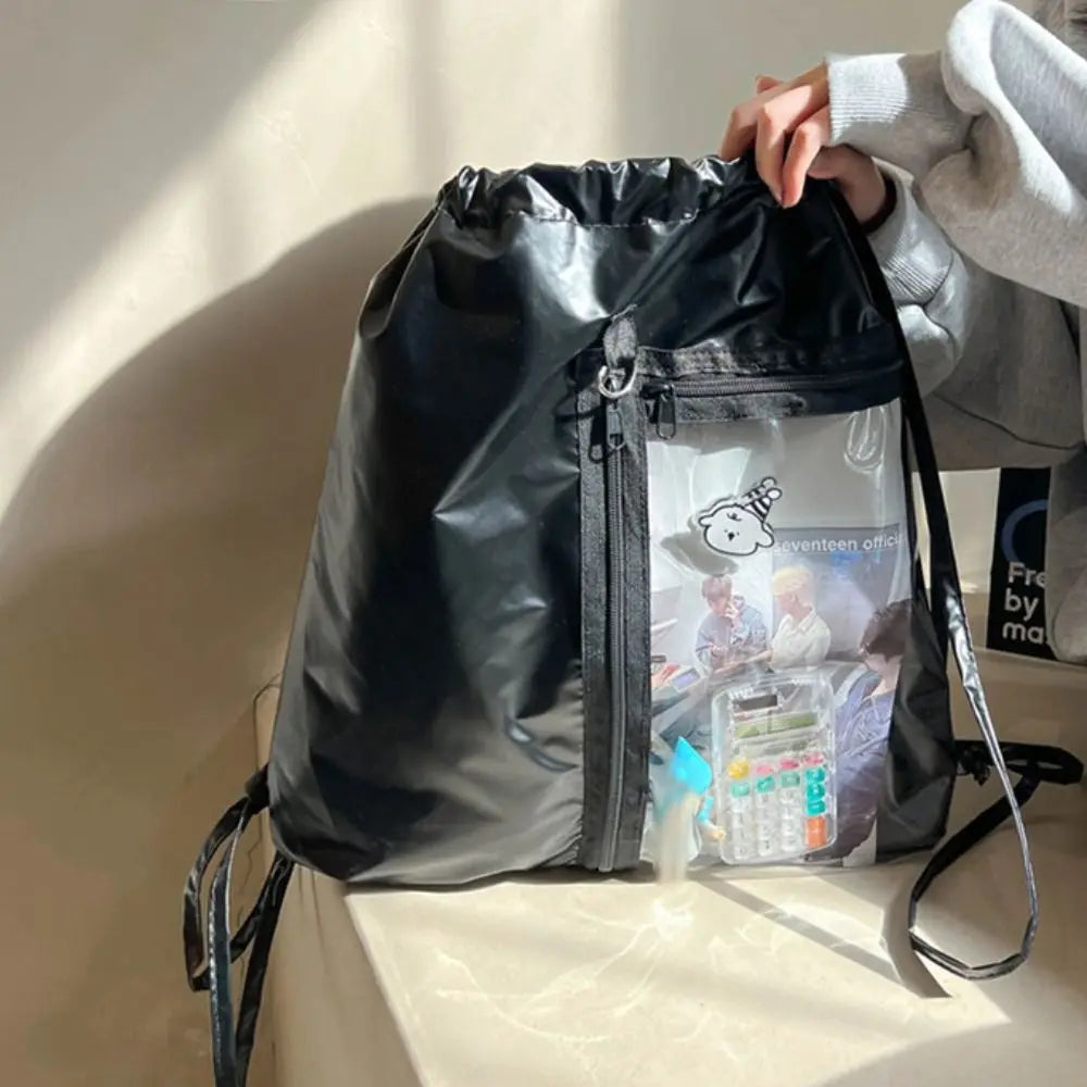 ClearTrend Drawstring Backpack – Large Capacity Handheld & Shoulder Bag