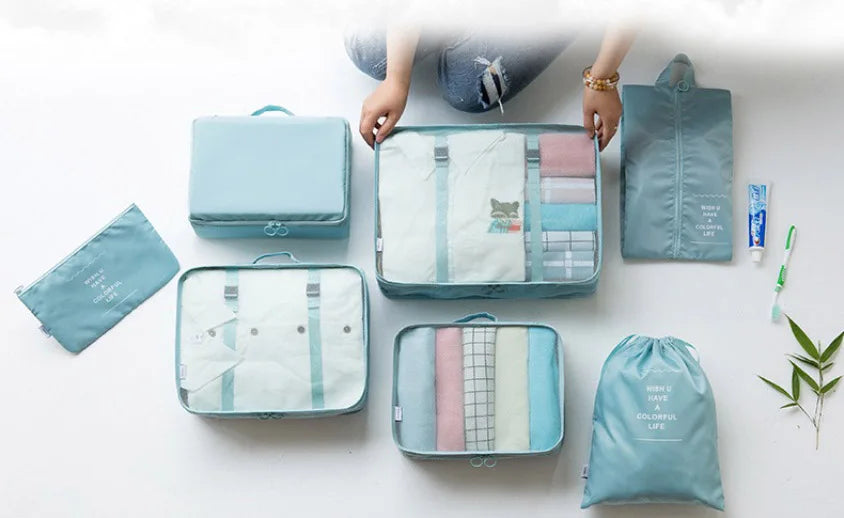 7-Piece Travel Organizer Set – Clothes, Shoes, Blanket, Packing Cubes, Suitcase Pouches
