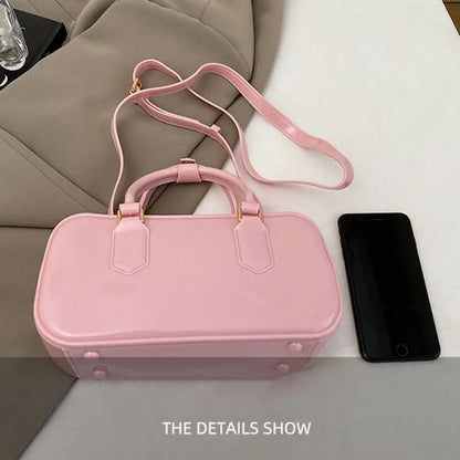 GlossyGlow Solid Color Jelly Hobos Bag – Casual Cute Waterproof Crossbody Satchel
