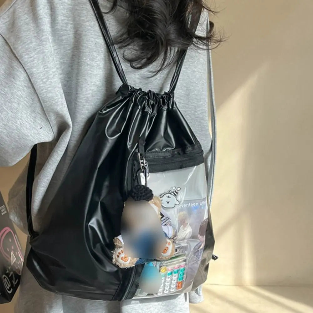 ClearTrend Drawstring Backpack – Large Capacity Handheld & Shoulder Bag