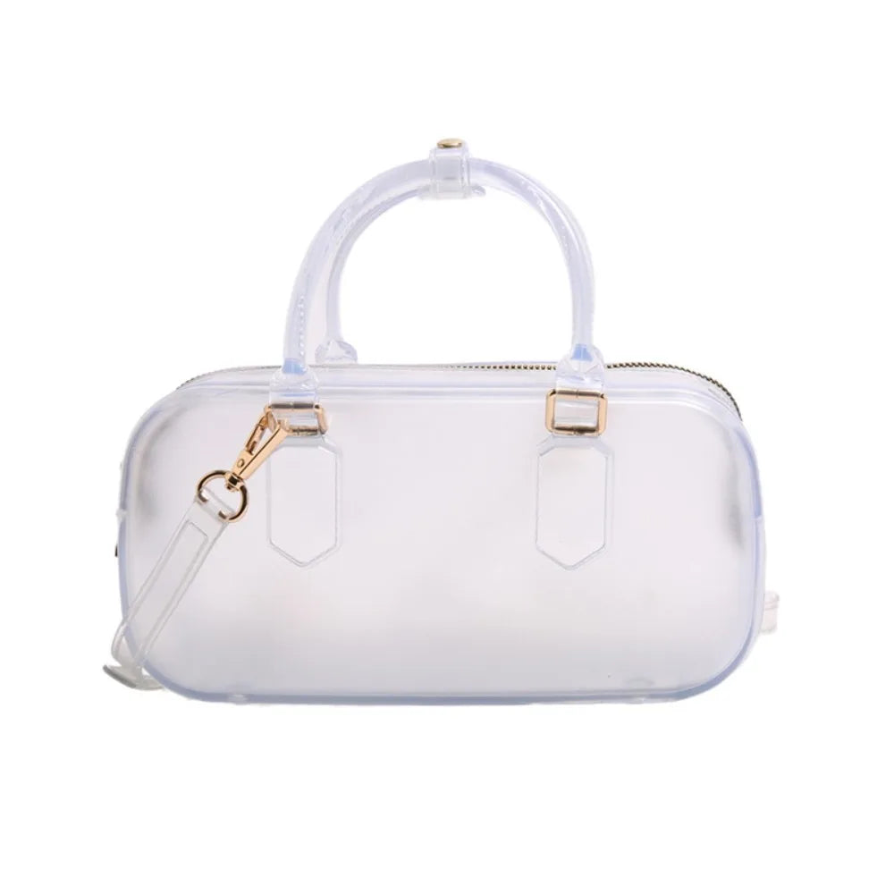 GlossyGlow Solid Color Jelly Hobos Bag – Casual Cute Waterproof Crossbody Satchel