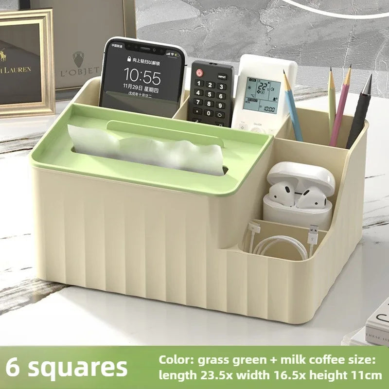 TidyMate Multifunctional Desktop Tissue & Remote Organizer – Living Room, Dining Table & Coffee Table Storage Box