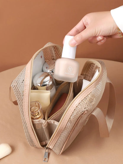 Foldable Mesh Travel Organizer Bag – Large Drawstring Cosmetic & Storage Bag