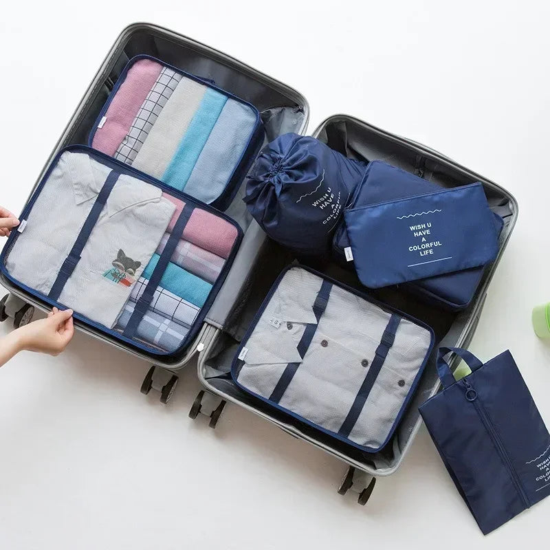 7-Piece Travel Organizer Set – Clothes, Shoes, Blanket, Packing Cubes, Suitcase Pouches